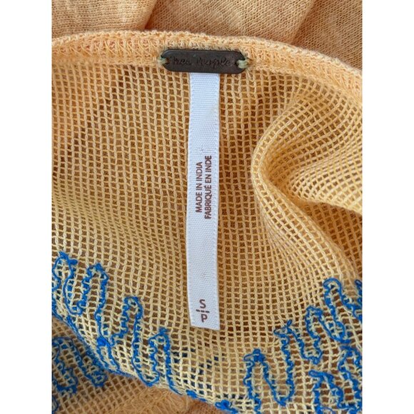 Free People Love Letter Top Embroidered Yellow Boho Cotton Oversized Womens S - Picture 5 of 8